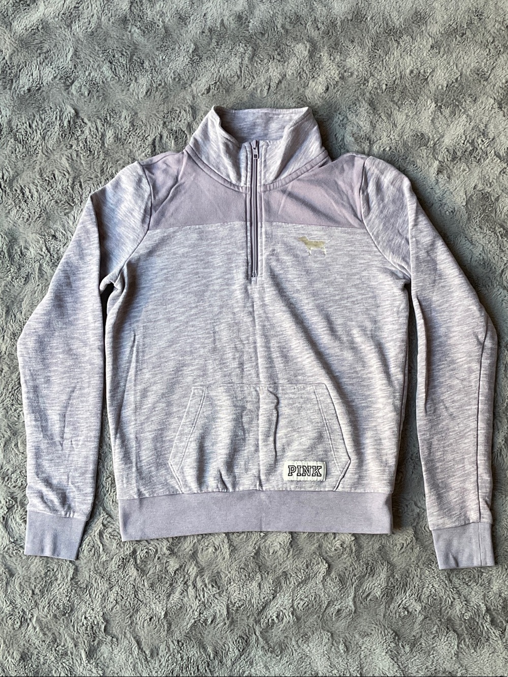 PINK Victoria's Secret Light Heather Gray Quarter-Zip Pullover